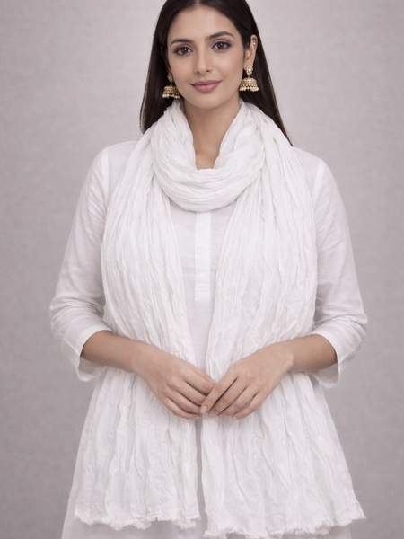 Pure Cotton Plain Dupatta Black&White