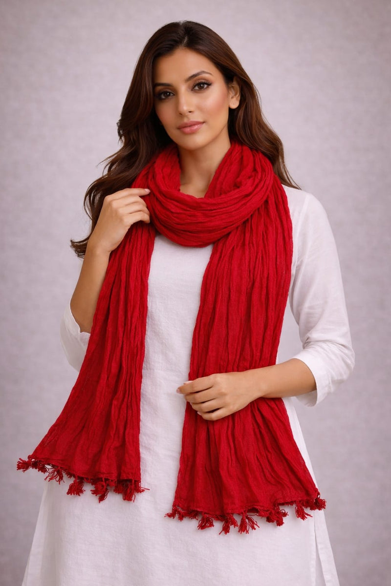 Chinon Shining Dupatta | Soft Silk Feel Plain Dupatta with Tassels | Party & Festive Wear Dupatta
