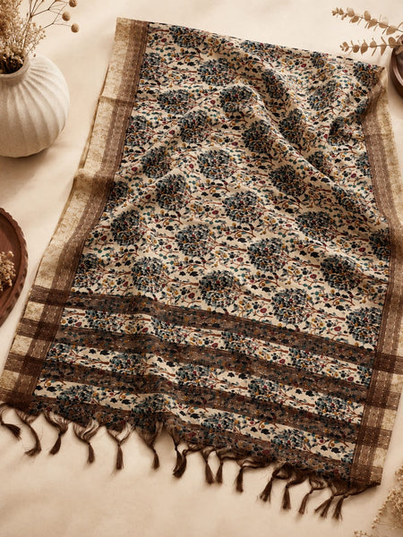 Kalamkari Printed Art Silk Dupatta for Women