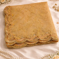 Premium Gold Net Cutwork Dupatta for Women