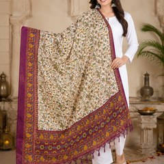 Women’s Art Silk Kalamkari Printed Dupatta with Traditional Paisley Border & Tassels