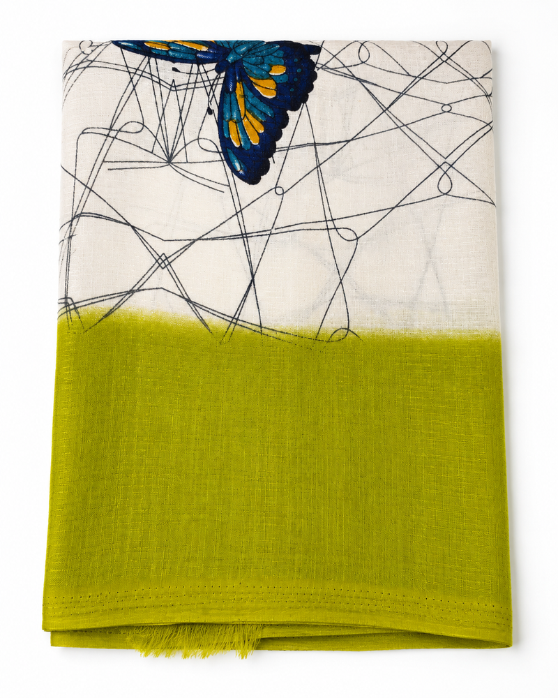 Art Silk Butterfly Printed Dupatta with Contrast Border & Tassels for Women