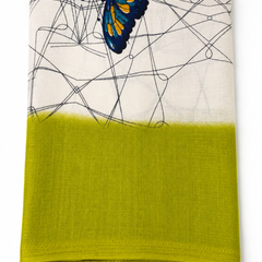 Art Silk Butterfly Printed Dupatta with Contrast Border & Tassels for Women