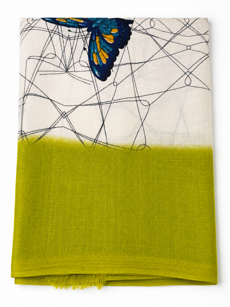 Art Silk Butterfly Printed Dupatta with Contrast Border & Tassels for Women