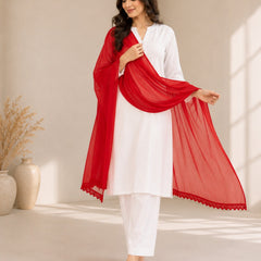 Women's Red Chiffon Dupatta