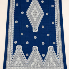 Women’s Blue Art Silk Traditional Printed Dupatta with Contrast Border and Tassels