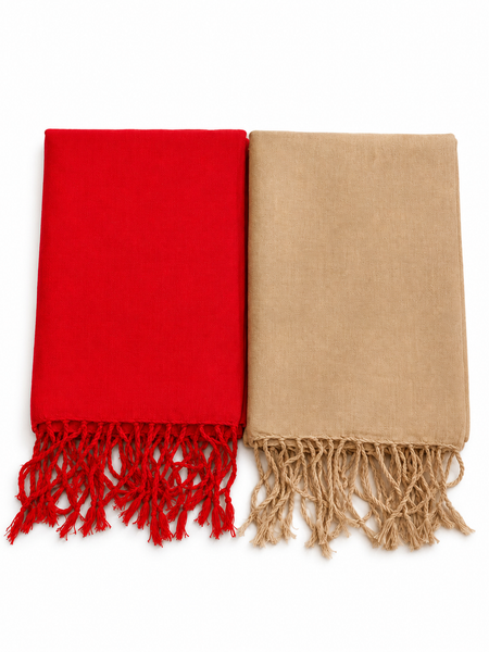 Women’s Cotton Summer Stole Combo Pack of 2 | Soft Lightweight Solid Stoles with Tassels | Daily Wear