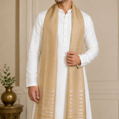Chanderi Cotton Men’s Sherwani Dupatta with Zari Border & Tassels
