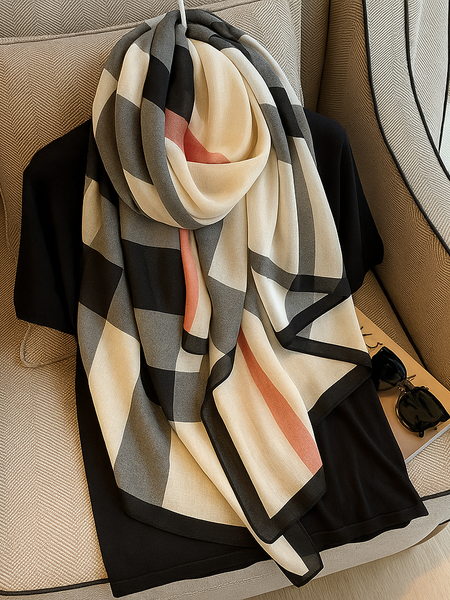 Cotton Scarf for Women – Soft Check Printed Lightweight Fashion Stole