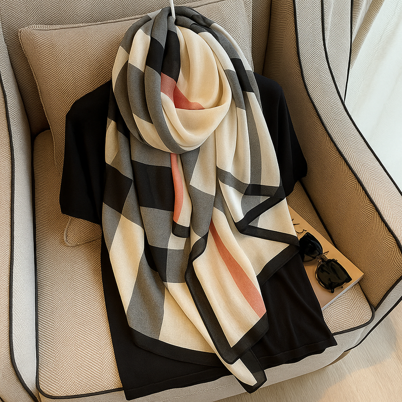 Cotton Scarf for Women – Soft Check Printed Lightweight Fashion Stole