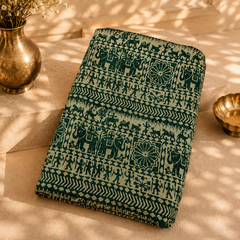Bottle Green Art Silk Printed Dupatta with Ethnic Elephant Motif Design