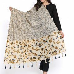 Women’s Art Silk Printed Dupatta with Floral Border and Tassels