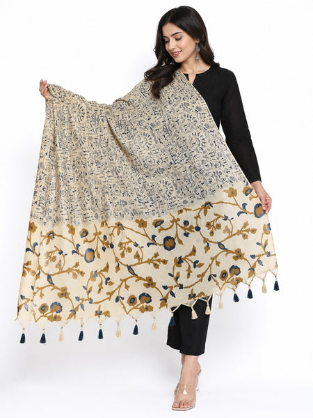 Women’s Art Silk Printed Dupatta with Floral Border and Tassels