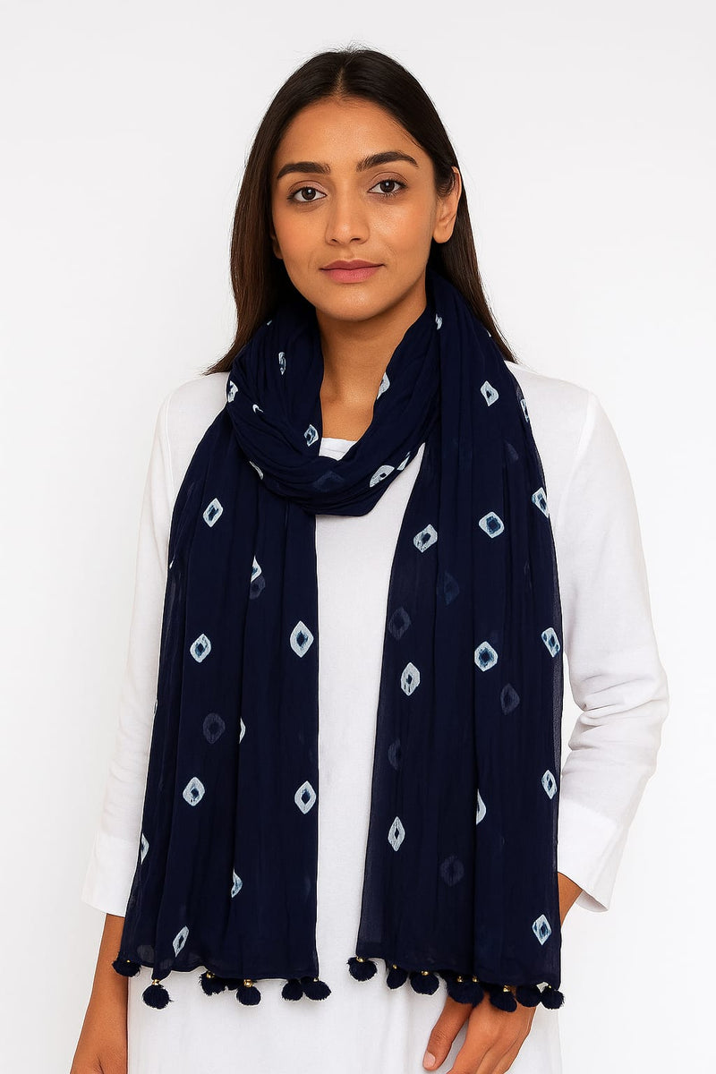 Elegant Chiffon Chunari Printed Dupatta with Tassels | Lightweight Festive Dupatta for Women