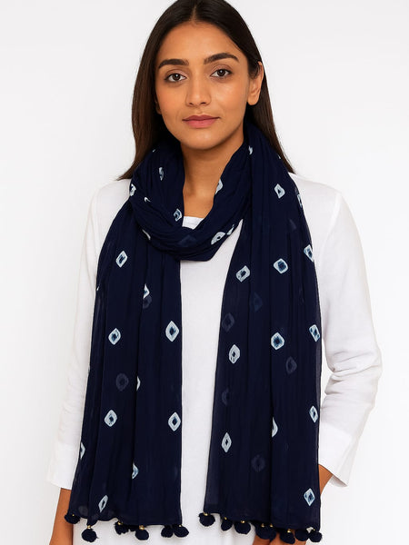 Elegant Chiffon Chunari Printed Dupatta with Tassels | Lightweight Festive Dupatta for Women