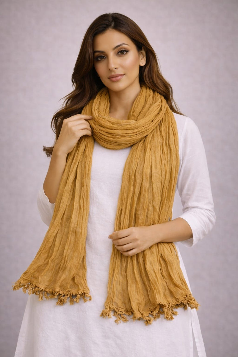 Chinon Shining Dupatta | Soft Silk Feel Plain Dupatta with Tassels | Party & Festive Wear Dupatta