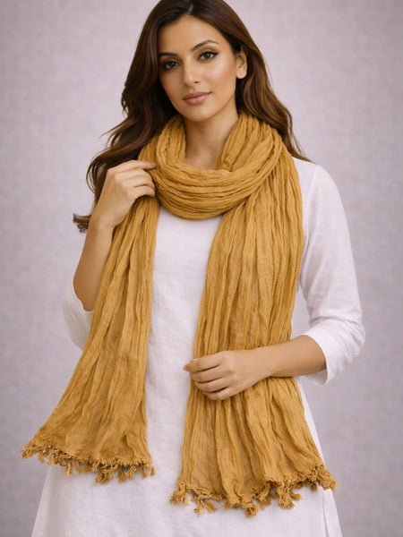 Chinon Shining Dupatta | Soft Silk Feel Plain Dupatta with Tassels | Party & Festive Wear Dupatta