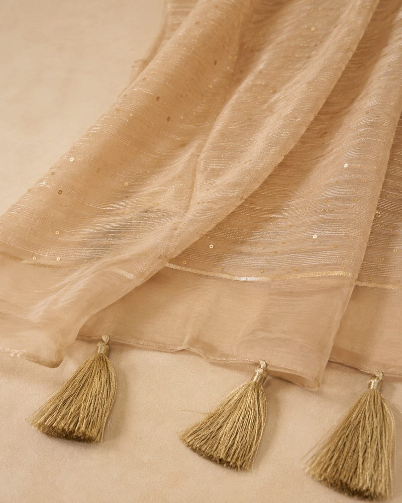 Chanderi Cotton Men’s Sherwani Dupatta with Zari Border & Tassels