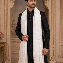 Chanderi Cotton Men’s Sherwani Dupatta with Zari Border & Tassels