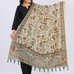Women’s Art Silk Kalamkari Printed Dupatta with Traditional Border and Tassels