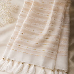 Chanderi Cotton Men’s Sherwani Dupatta with Zari Border & Tassels