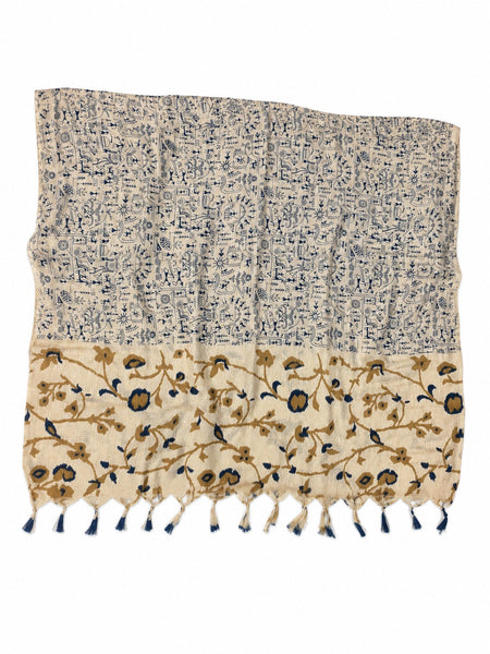 Women’s Art Silk Printed Dupatta with Floral Border and Tassels