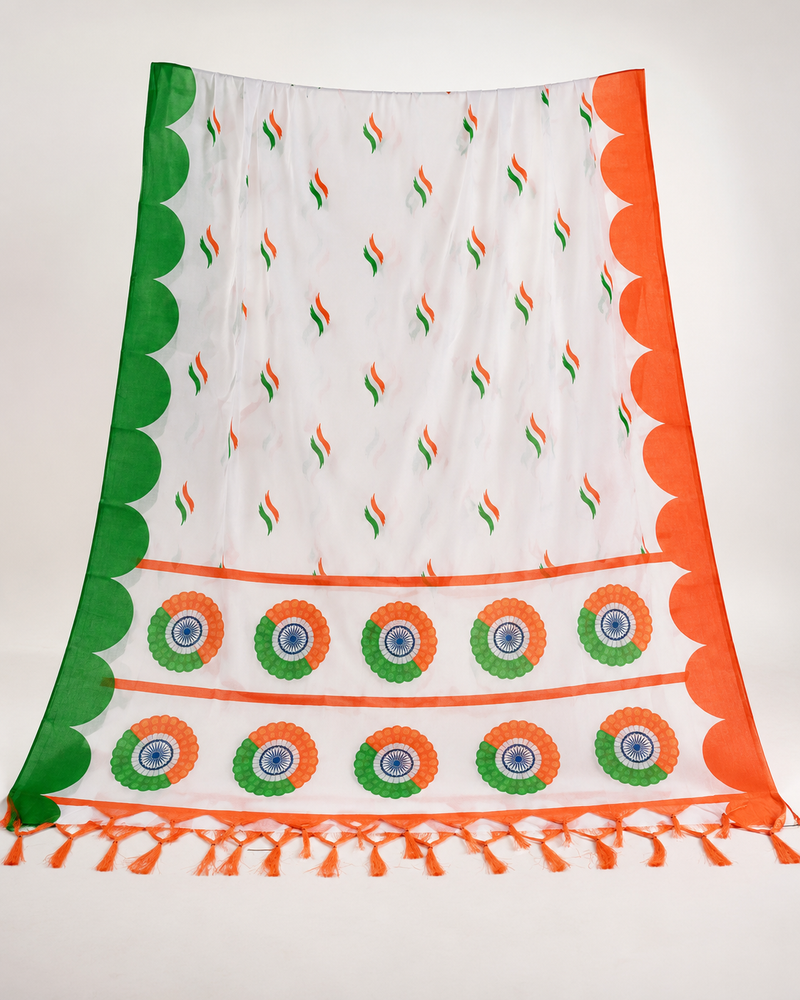 Indian Tricolor Printed Dupatta for Women