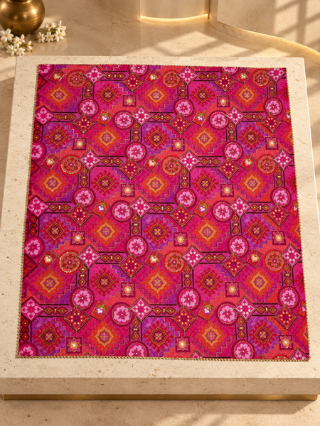 Chanderi Silk Rajwadi Printed Dupatta with Sequin Work & Decorative Border