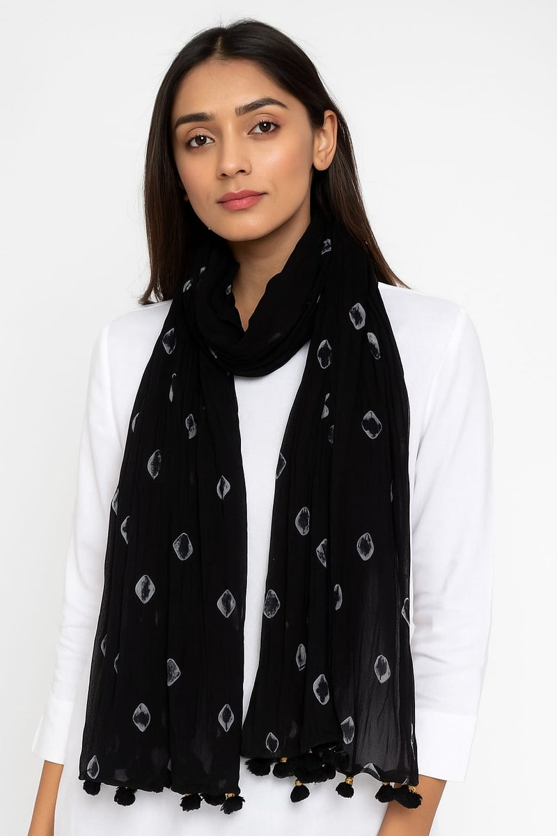 Elegant Chiffon Chunari Printed Dupatta with Tassels | Lightweight Festive Dupatta for Women