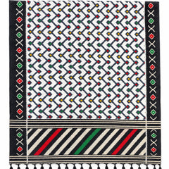 Women’s Art Silk Geometric Printed Dupatta with Contrast Border and Tassels