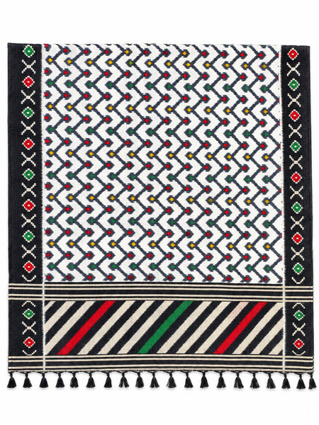Women’s Art Silk Geometric Printed Dupatta with Contrast Border and Tassels