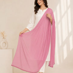 Women's Plain Dusty Pink Chiffon Dupatta