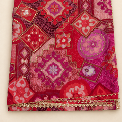 Chanderi Silk Rajwadi Printed Dupatta with Sequin Work & Decorative Border