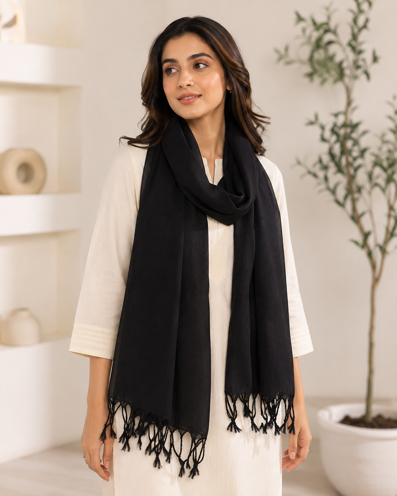 Women’s Cotton Summer Stole Combo Pack of 2 | Soft Lightweight Solid Stoles with Tassels | Daily Wear