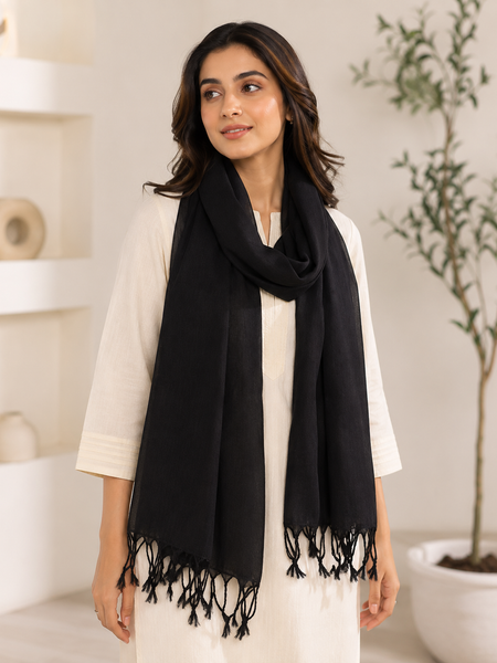 Women’s Cotton Summer Stole Combo Pack of 2 | Soft Lightweight Solid Stoles with Tassels | Daily Wear