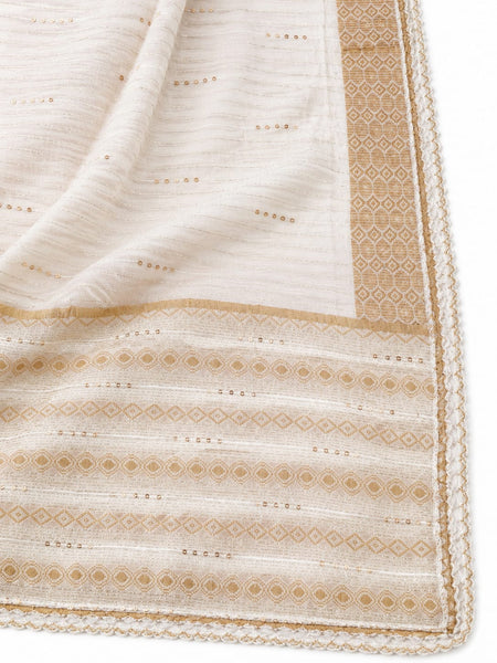 White Cotton Chanderi Border Dupatta for Women