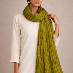 Pure Cotton Plain Dupatta Mhendi Green&Navy Blue