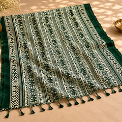 Bottle Green Art Silk Printed Dupatta with Ethnic Elephant Motif Design