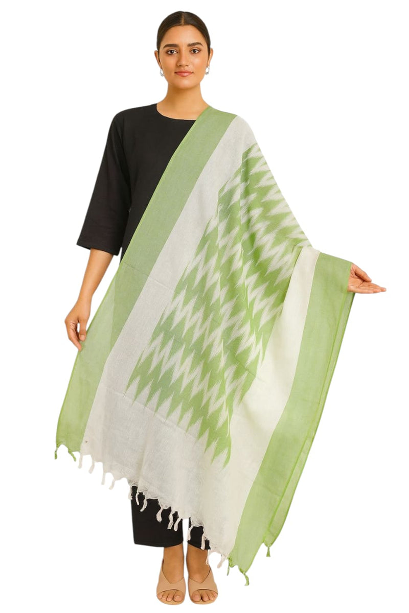Handwoven Ikat Cotton Dupatta for Women –Soft Pure Cotton Dupatta | Lightweight Daily Wear & Ethnic Festive Dupatta