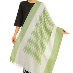Handwoven Ikat Cotton Dupatta for Women –Soft Pure Cotton Dupatta | Lightweight Daily Wear & Ethnic Festive Dupatta