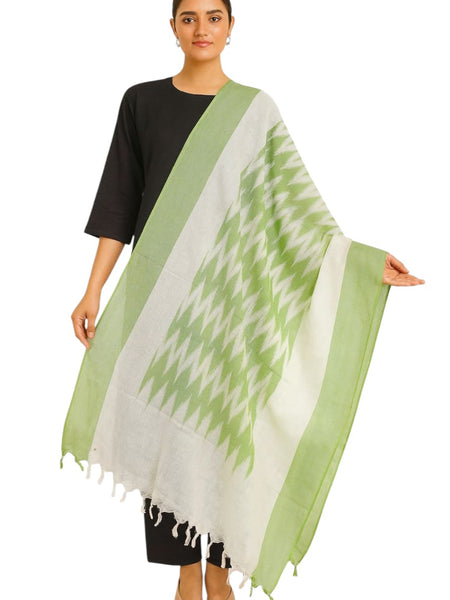 Handwoven Ikat Cotton Dupatta for Women –Soft Pure Cotton Dupatta | Lightweight Daily Wear & Ethnic Festive Dupatta