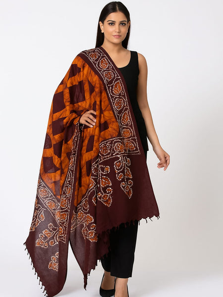 Handcrafted Traditional Bandhej Batik Design Shwal