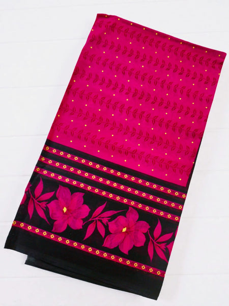 Pink Black Floral Printed Cotton Dupatta for Women | Soft Lightweight Ethnic Dupatta | Daily & Festive Wear