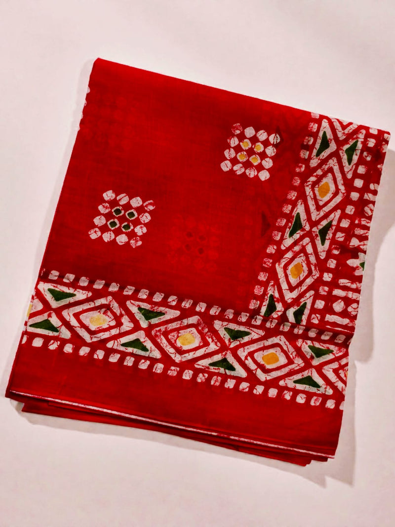 Red Bandhani Style Cotton Printed Dupatta for Women