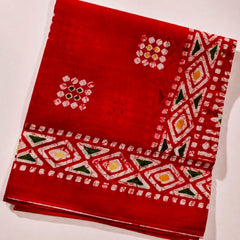 Red Bandhani Style Cotton Printed Dupatta for Women