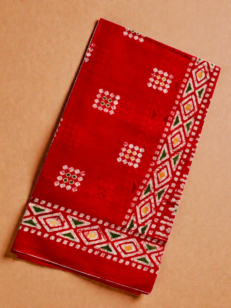 Red Bandhani Style Cotton Printed Dupatta for Women