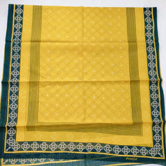 Mustard Yellow Cotton Printed Dupatta with Green Border