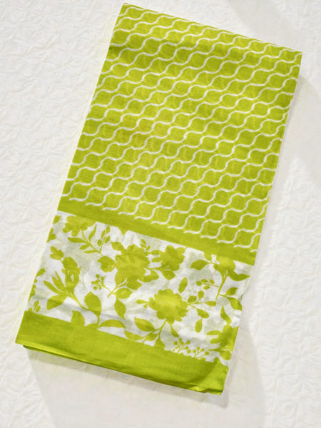Light Green Cotton Printed Dupatta for Women