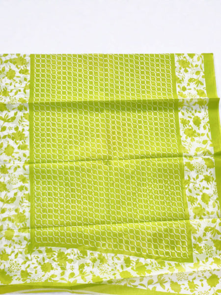 Light Green Cotton Printed Dupatta for Women
