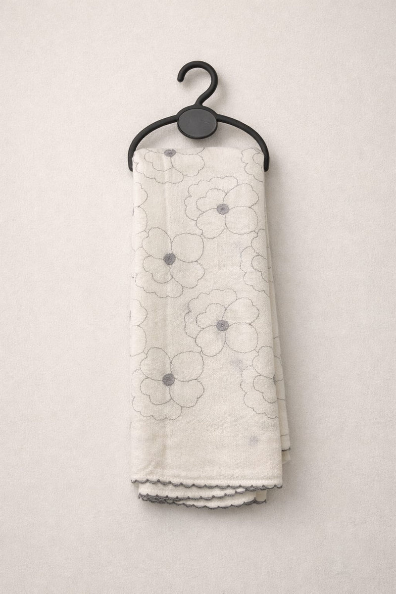 Women's Off White Floral Thread Work Scarf